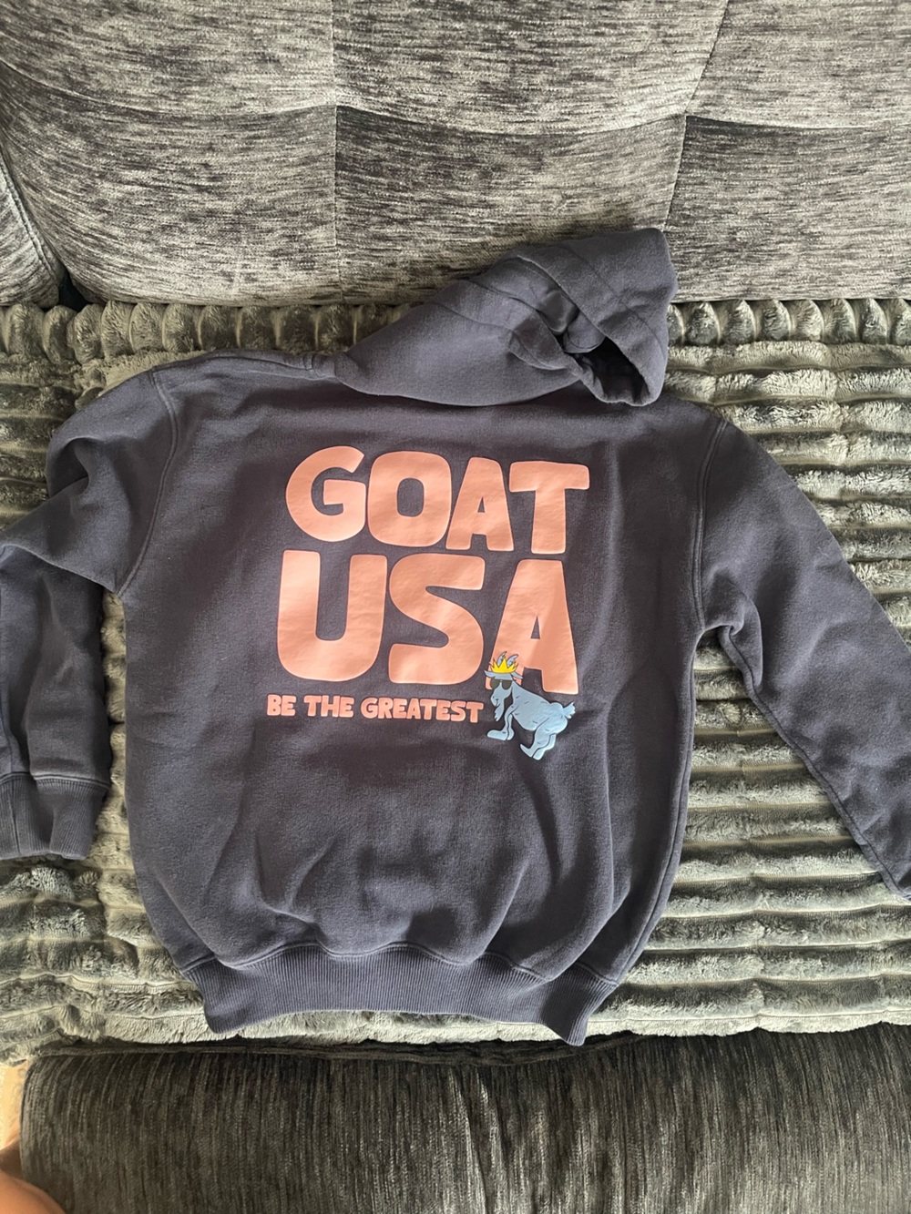 GOAT USA Kids Navy Hoodie with Pink Logo - Picture 2 of 4